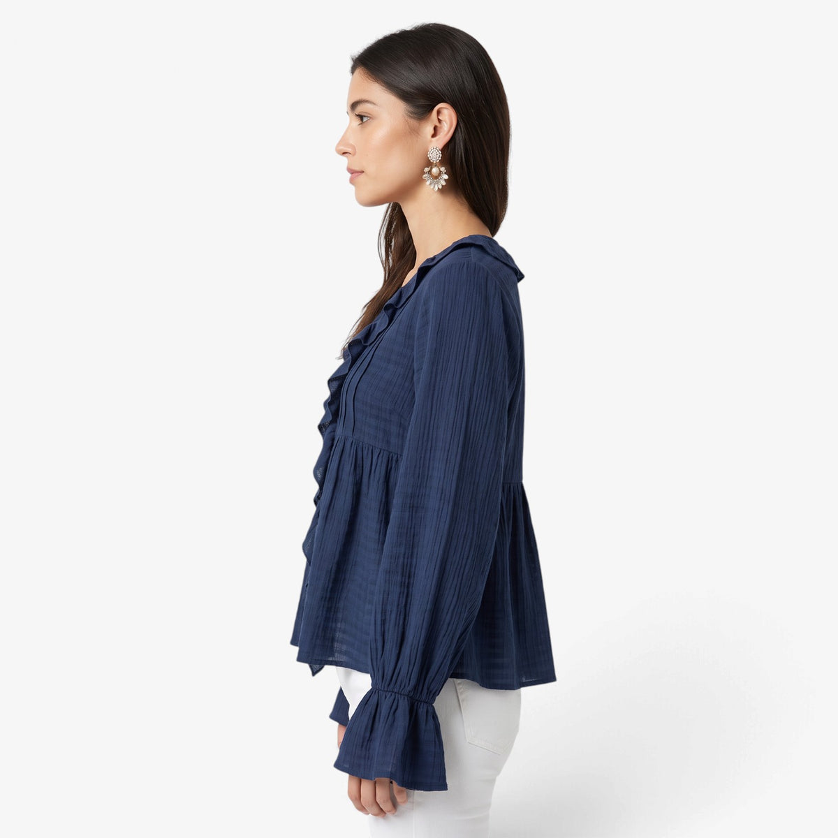 Blusa con Volantes y Mangas Acampanadas para Mujer