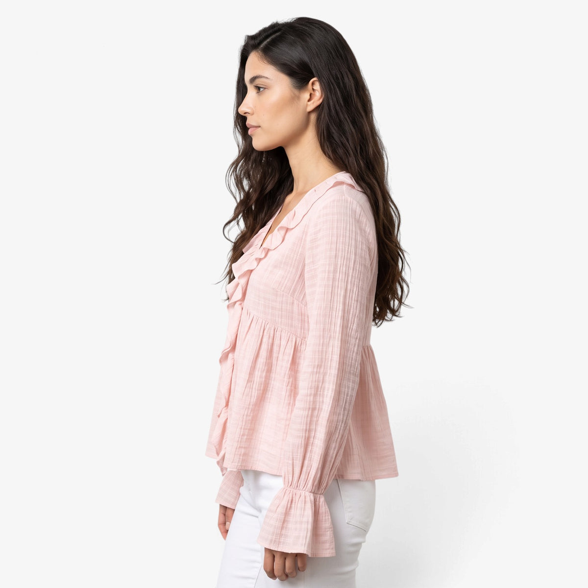 Blusa con Volantes y Mangas Acampanadas para Mujer
