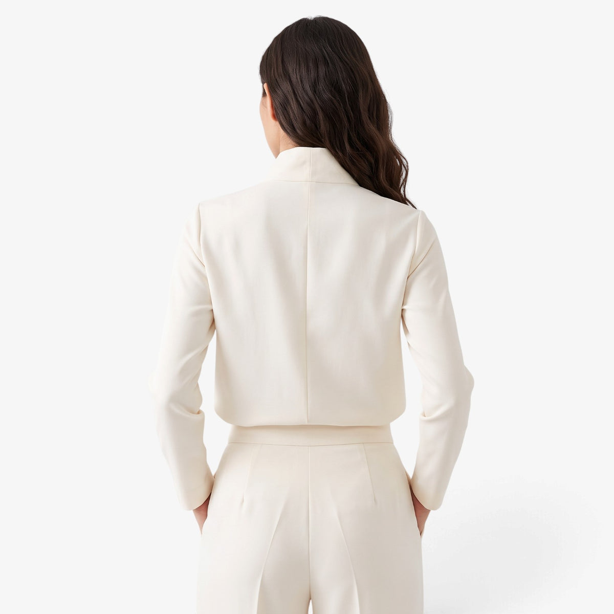 Blusa de Manga Larga con Cuello Mao para Mujer