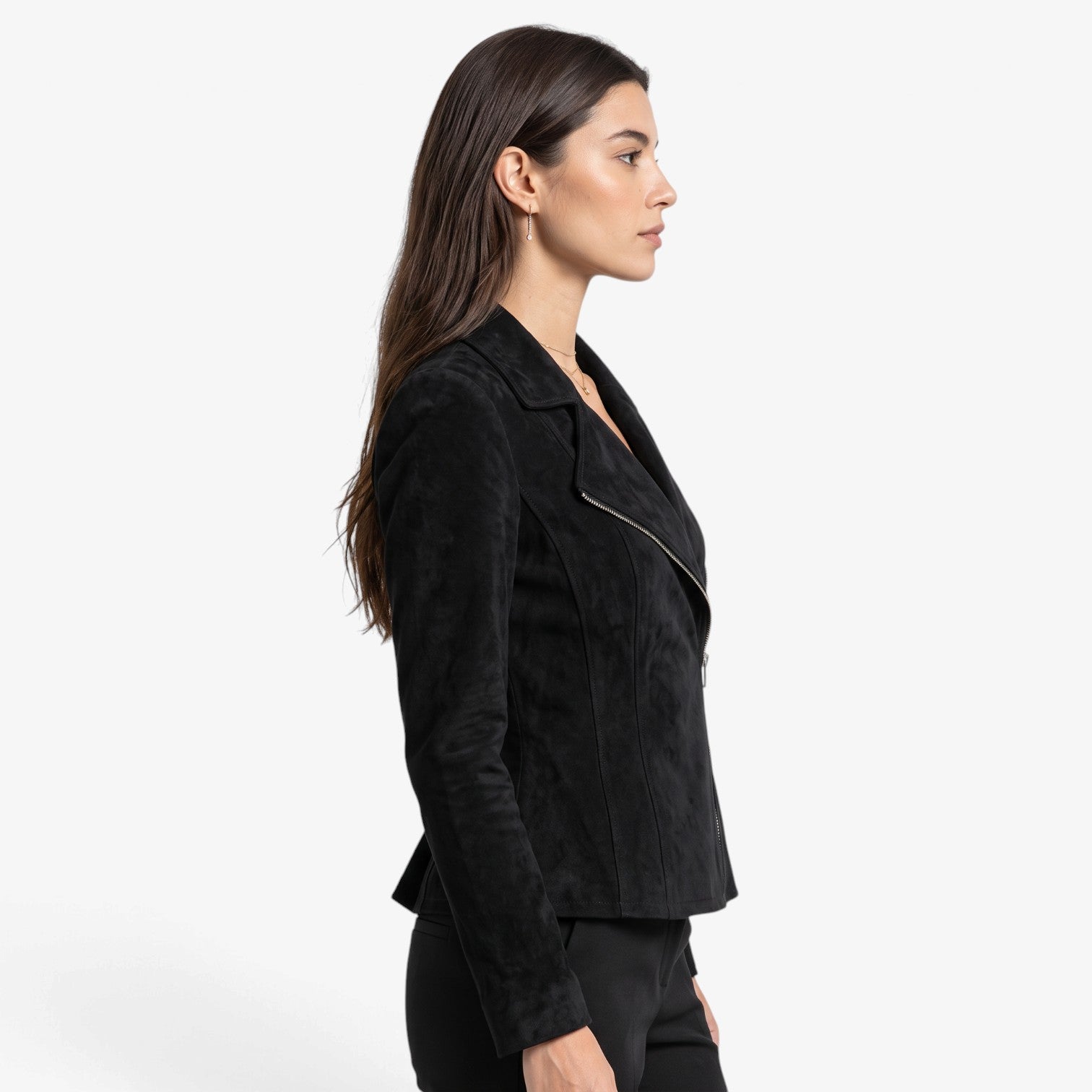 Chaqueta Efecto Ante con Cremallera para Mujer