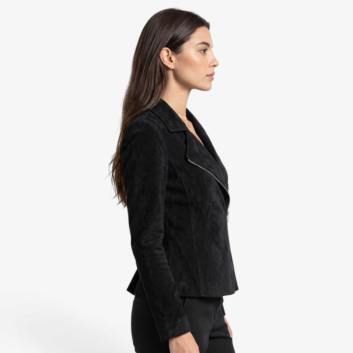 Chaqueta Efecto Ante con Cremallera para Mujer