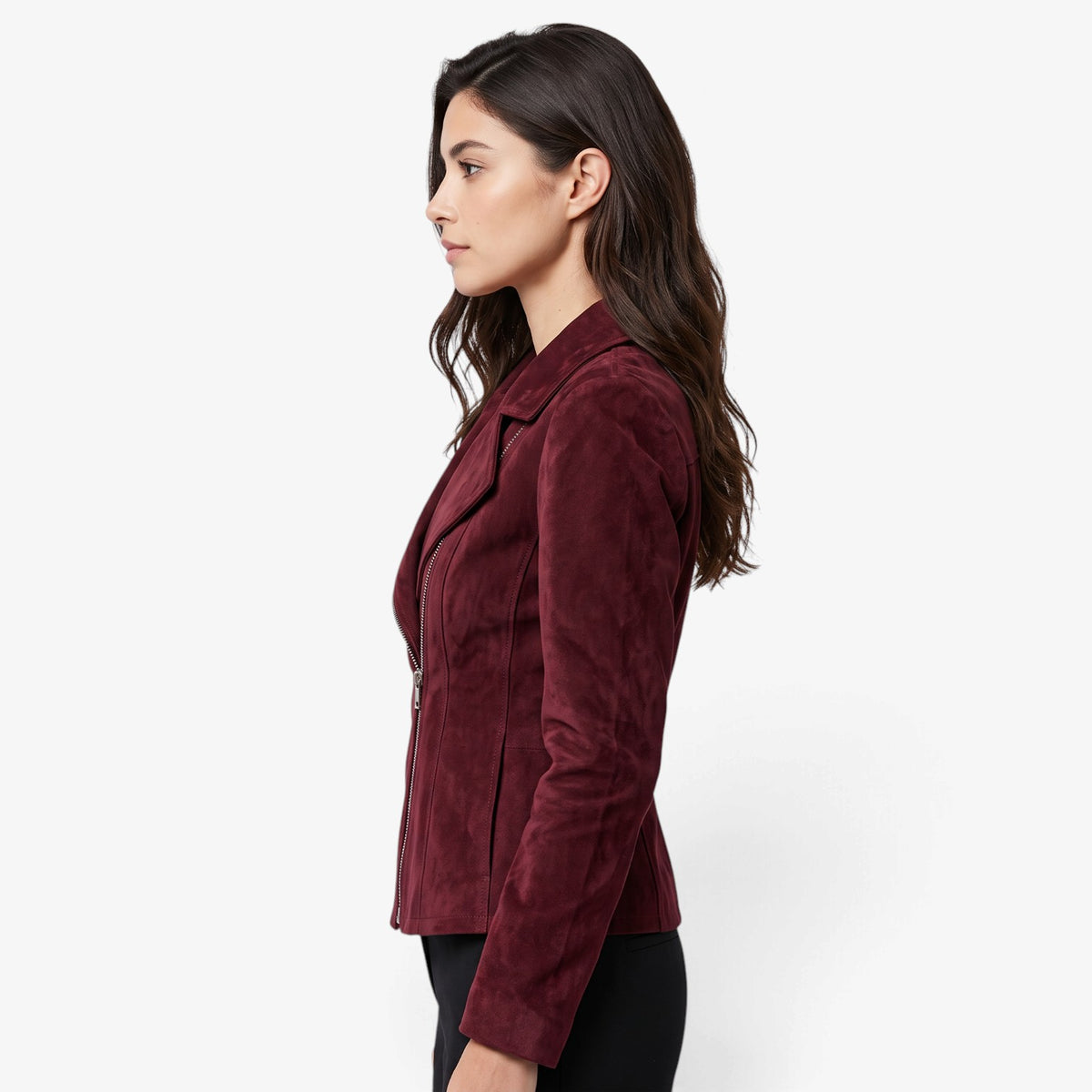Chaqueta Efecto Ante con Cremallera para Mujer