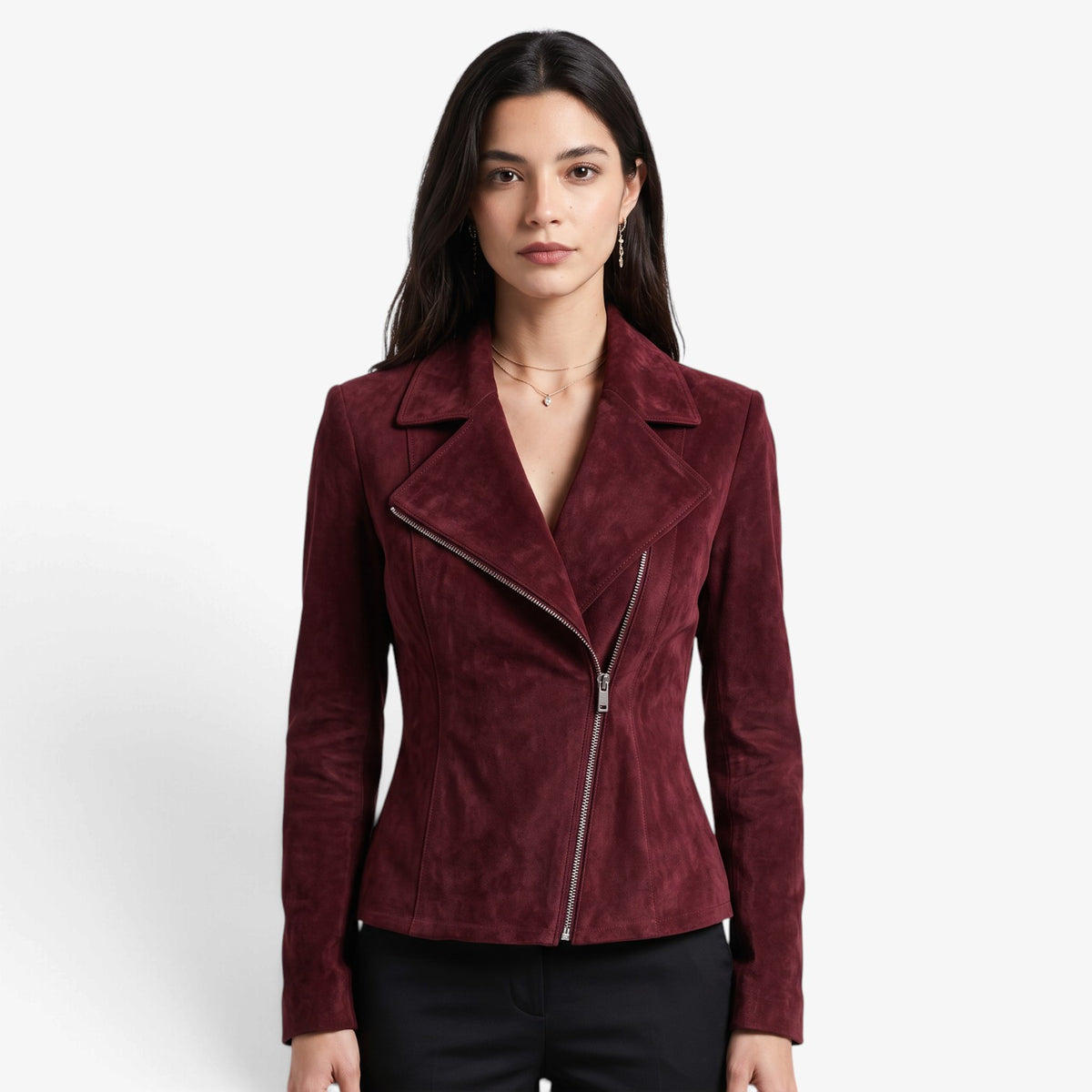 Chaqueta Efecto Ante con Cremallera para Mujer
