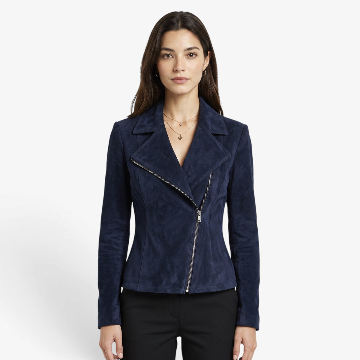 Chaqueta Efecto Ante con Cremallera para Mujer