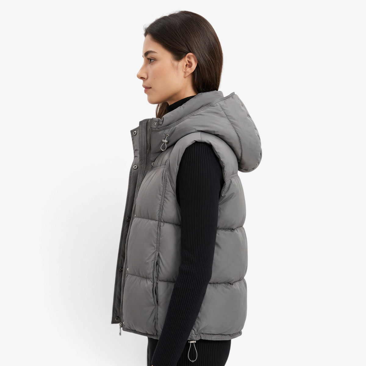 Chaleco Acolchado con Capucha para Mujer