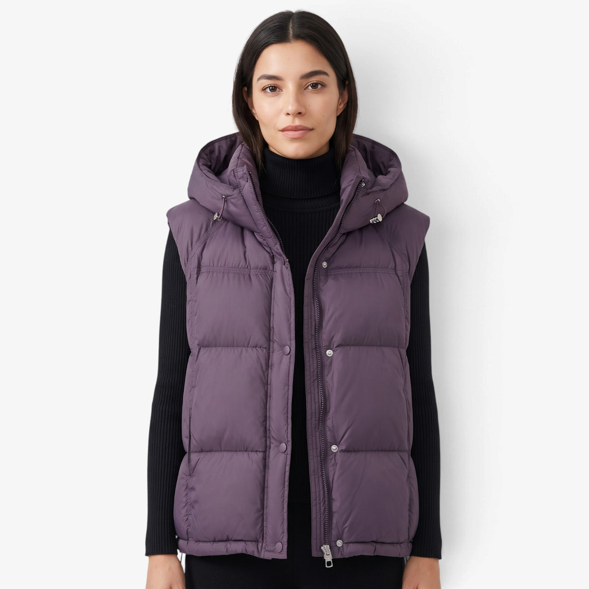 Chaleco Acolchado con Capucha para Mujer