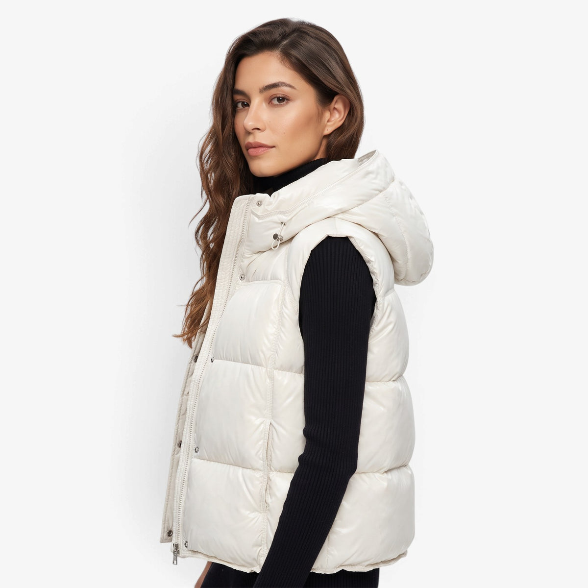 Chaleco Acolchado con Capucha para Mujer