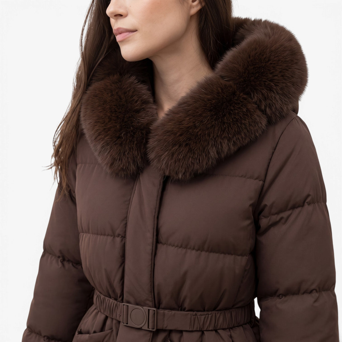 Abrigo Acolchado con Cuello Efecto Pelo para Mujer