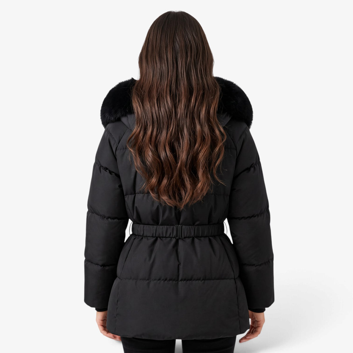 Abrigo Acolchado con Cuello Efecto Pelo para Mujer