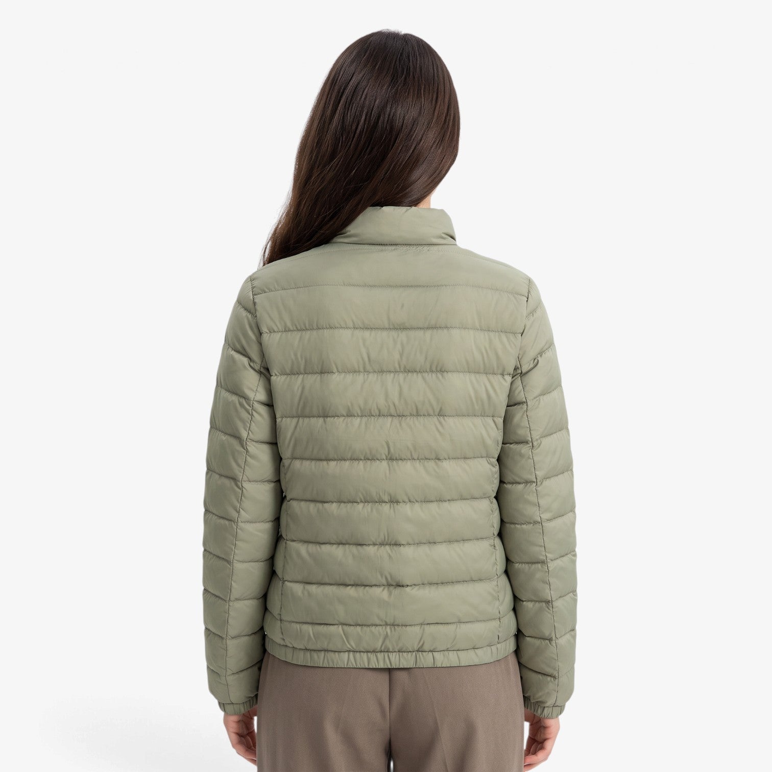 Chaqueta Acolchada Ligera con Cuello Alto para Mujer