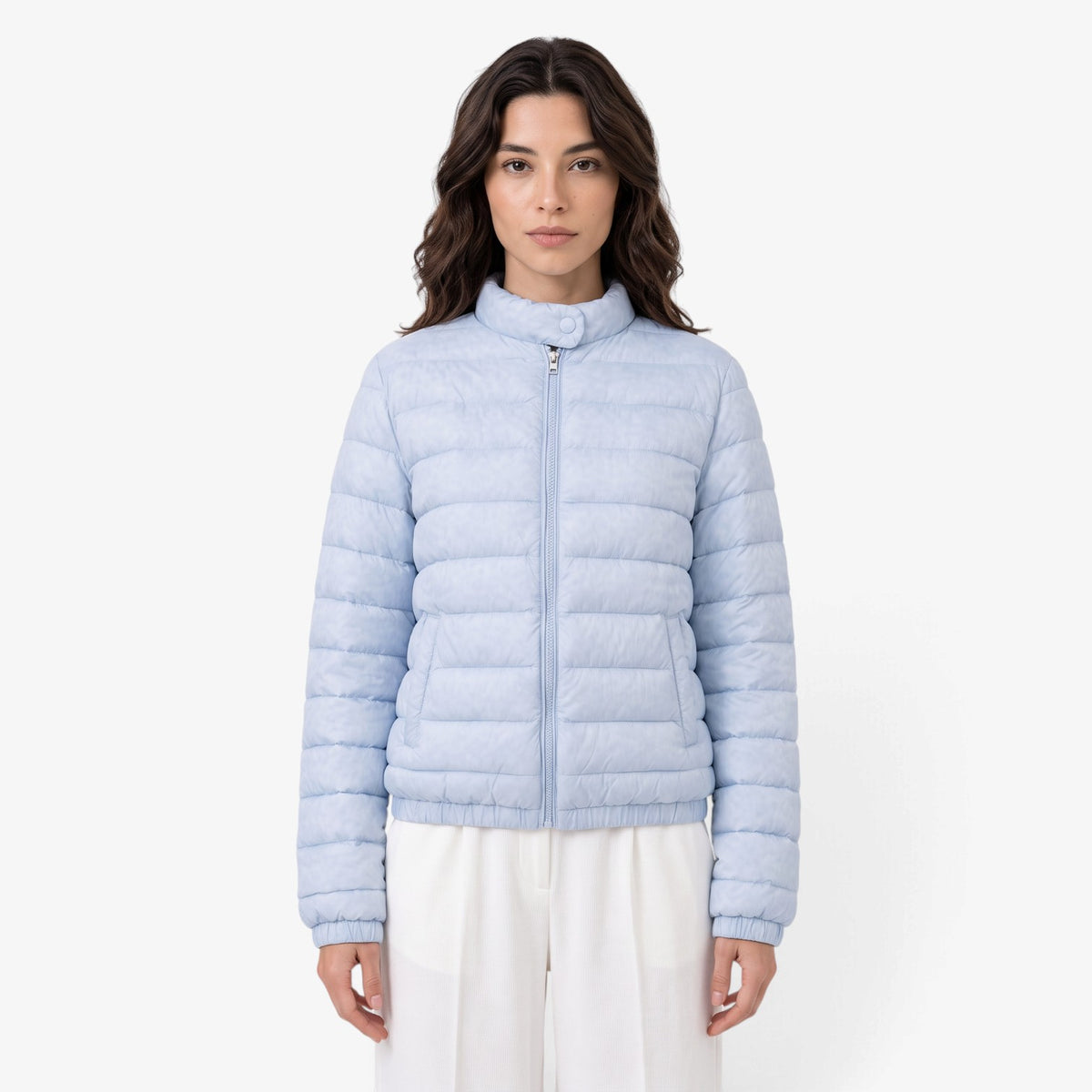 Chaqueta Acolchada Ligera con Cuello Alto para Mujer