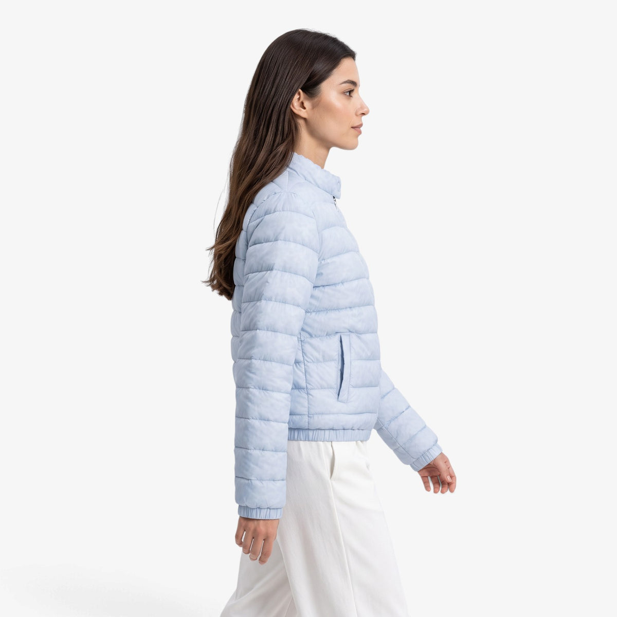 Chaqueta Acolchada Ligera con Cuello Alto para Mujer