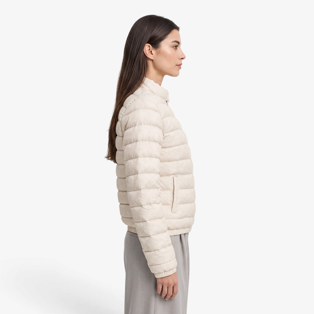 Chaqueta Acolchada Ligera con Cuello Alto para Mujer