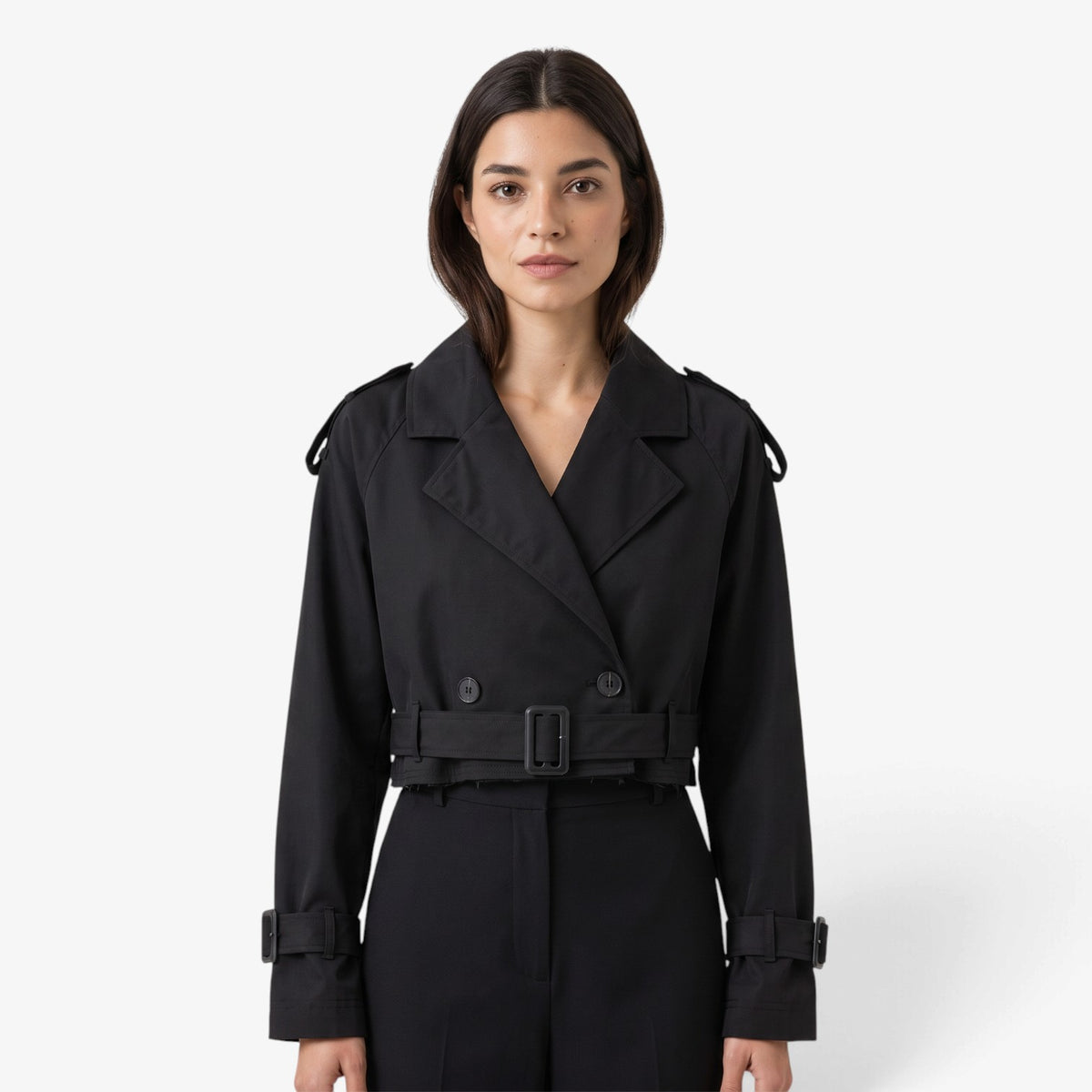 Gabardina Corta con Cinturón para Mujer
