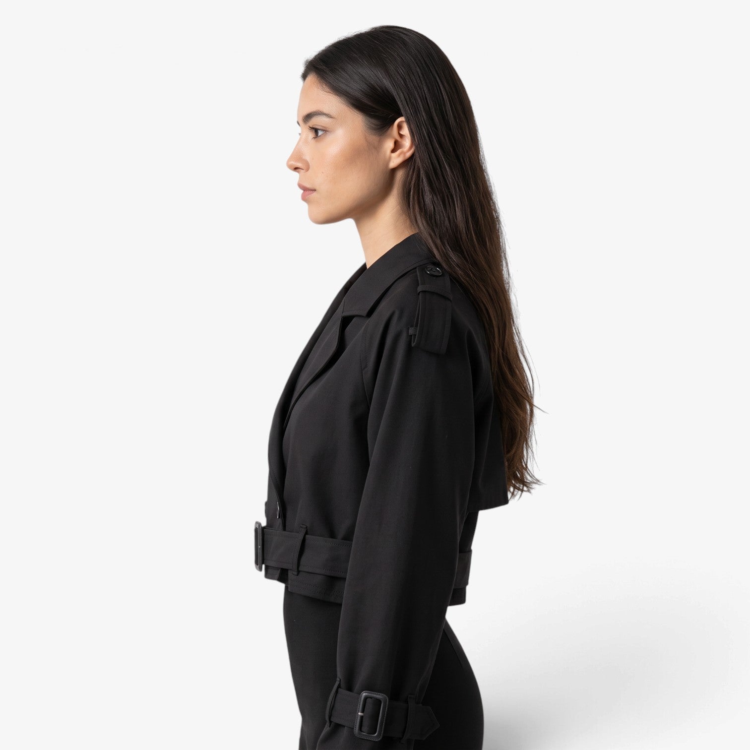 Gabardina Corta con Cinturón para Mujer