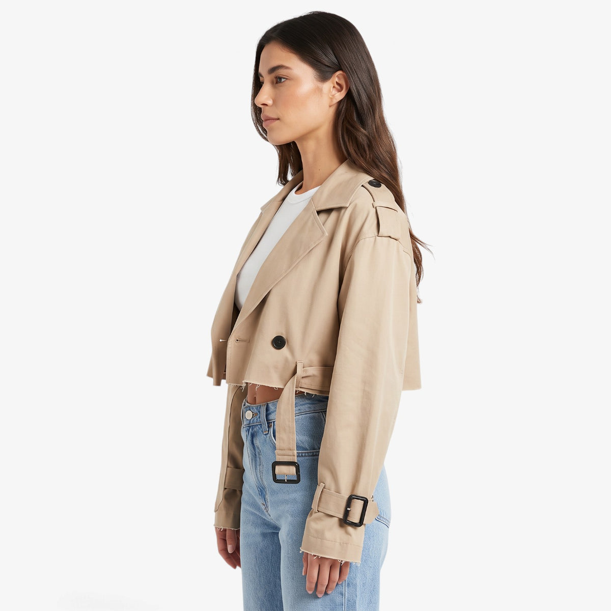 Gabardina Corta con Cinturón para Mujer