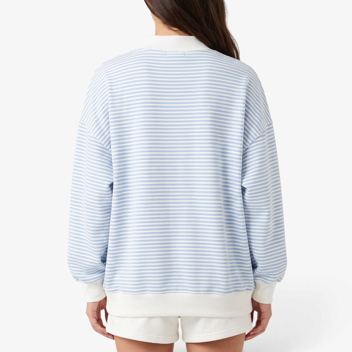 Sudadera Oversize a Rayas con Cuello Alto para Mujer