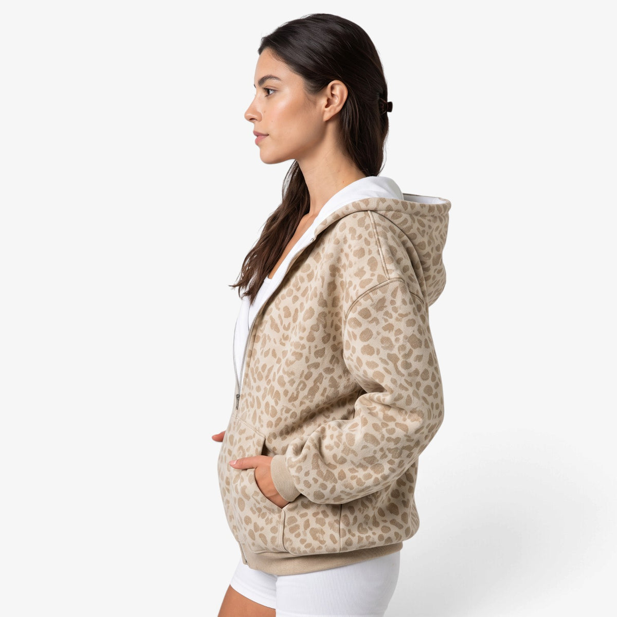 Sudadera con Capucha y Estampado de Leopardo para Mujer