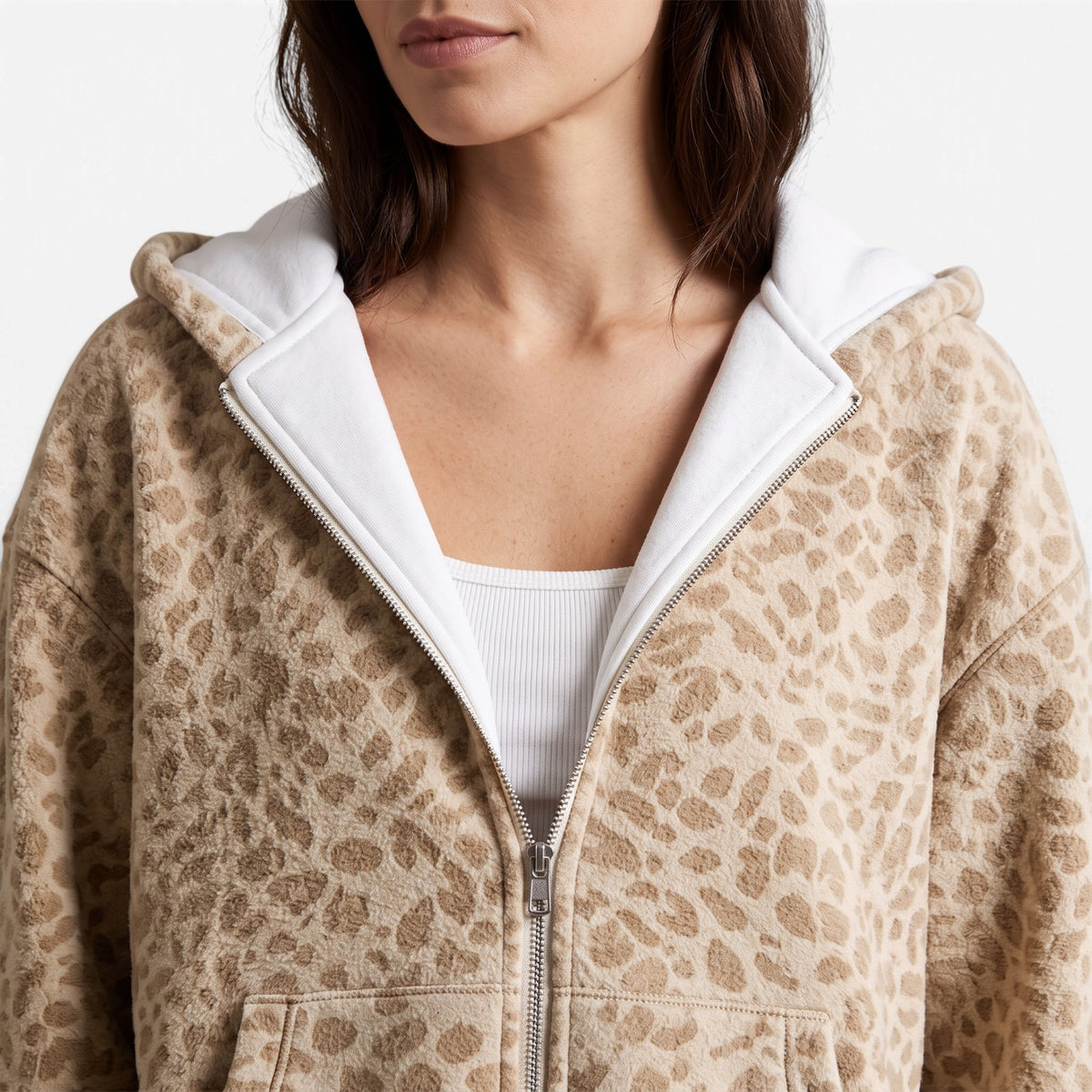 Sudadera con Capucha y Estampado de Leopardo para Mujer