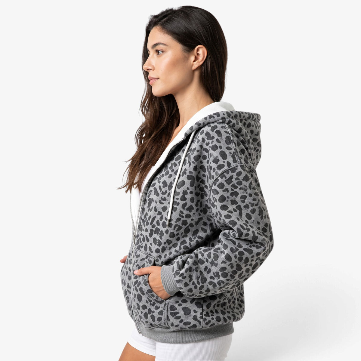 Sudadera con Capucha y Estampado de Leopardo para Mujer