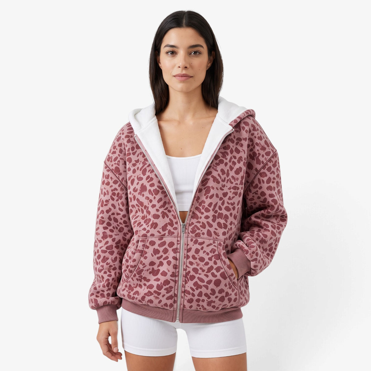 Sudadera con Capucha y Estampado de Leopardo para Mujer