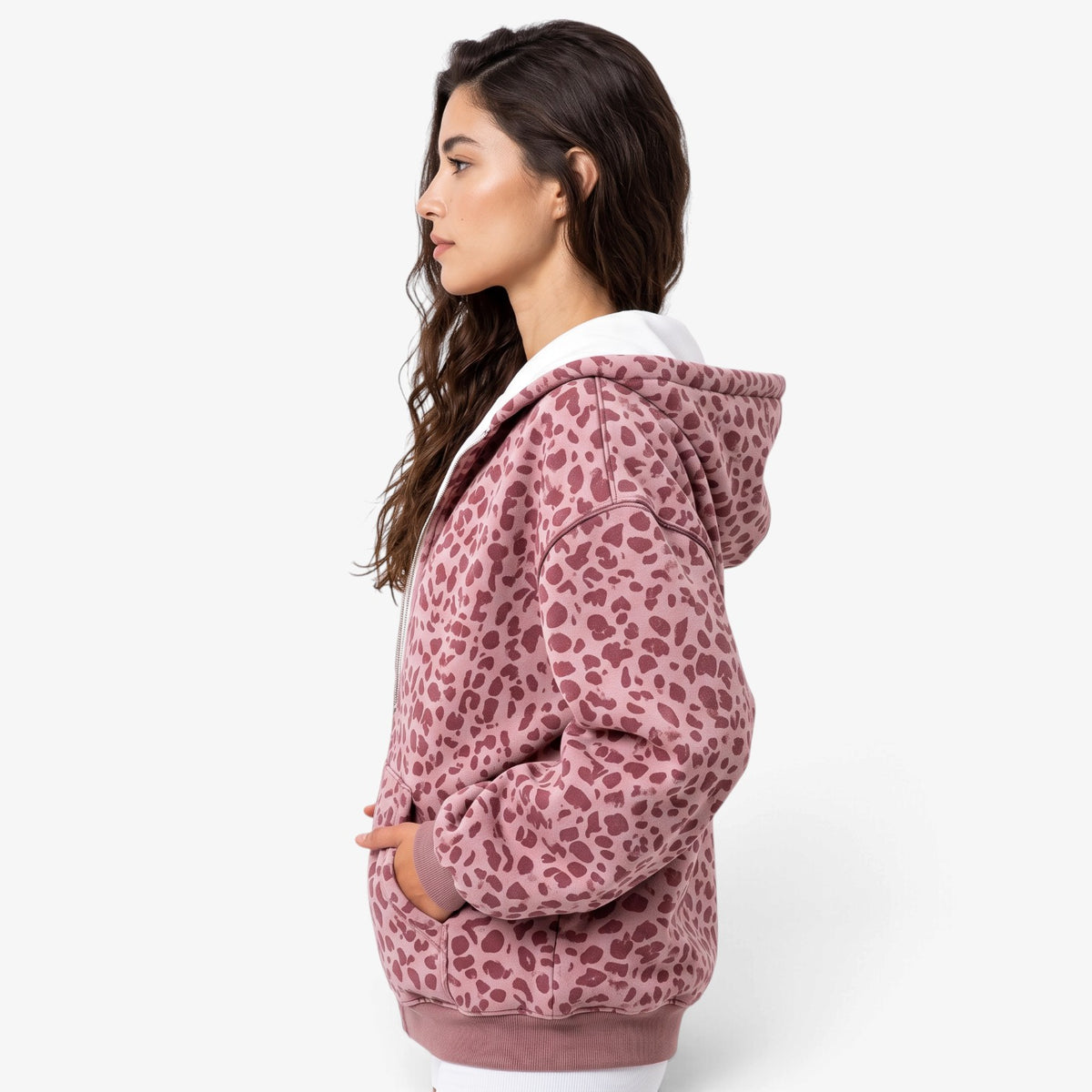 Sudadera con Capucha y Estampado de Leopardo para Mujer