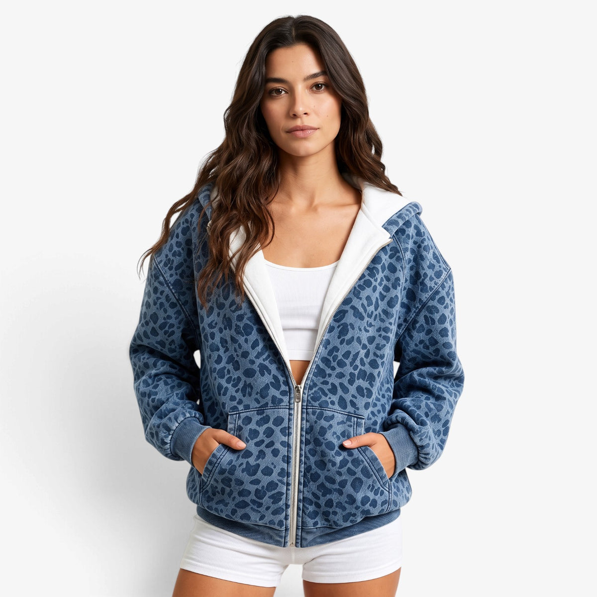 Sudadera con Capucha y Estampado de Leopardo para Mujer