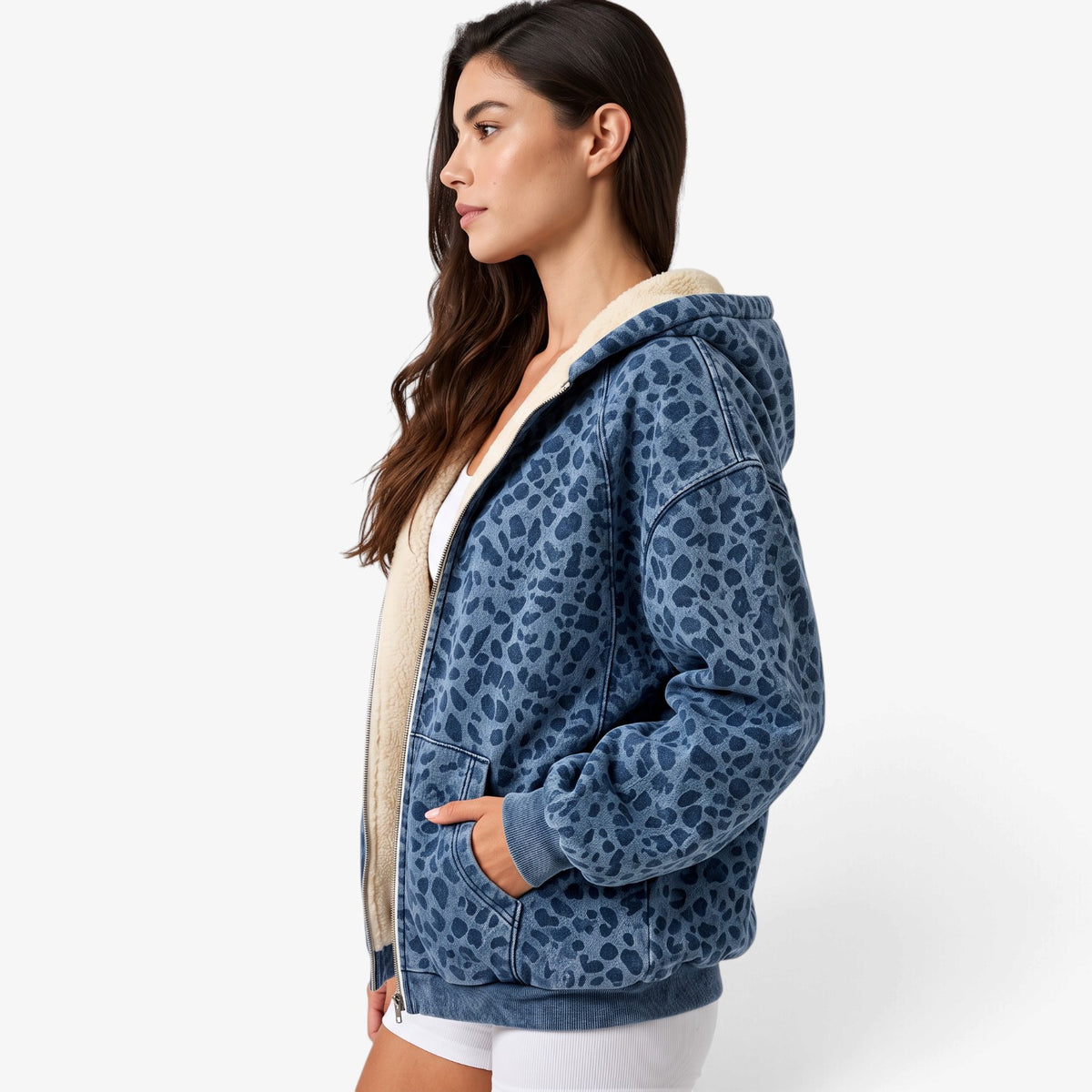 Sudadera con Capucha y Estampado de Leopardo para Mujer