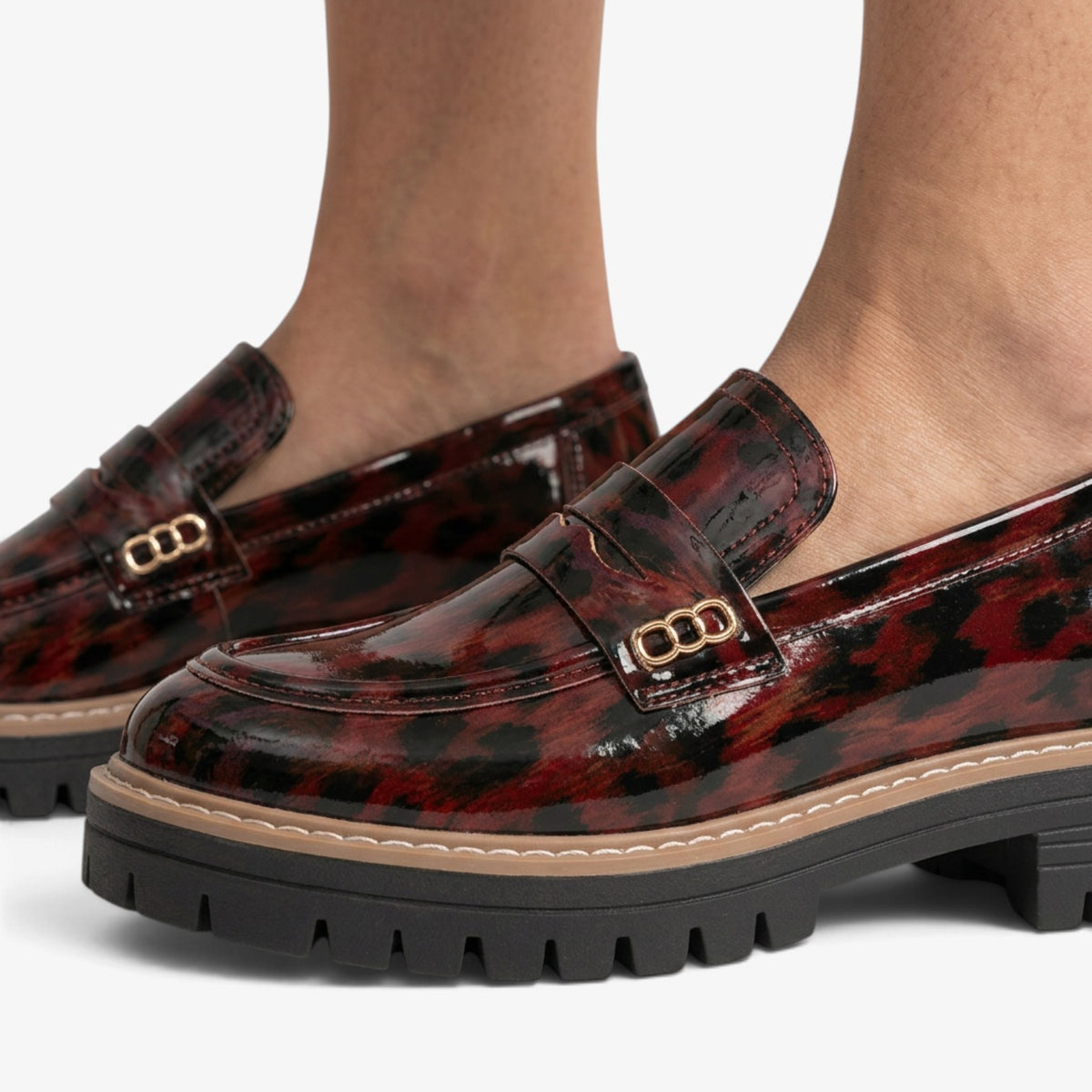 Mocasines con Estampado Animal y Hebilla para Mujer