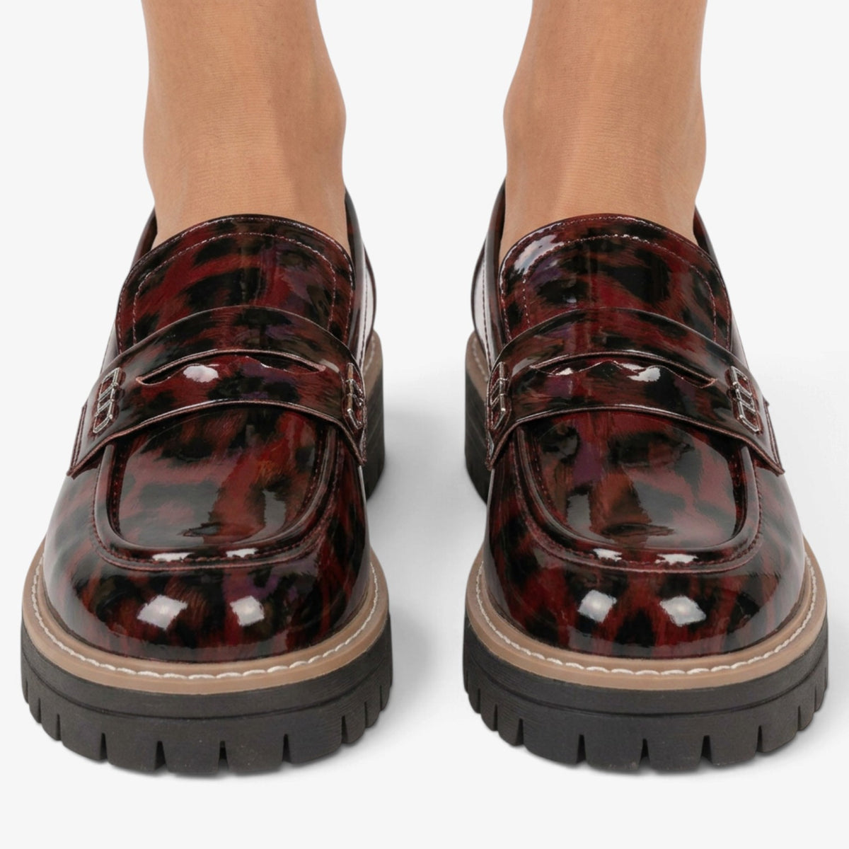 Mocasines con Estampado Animal y Hebilla para Mujer