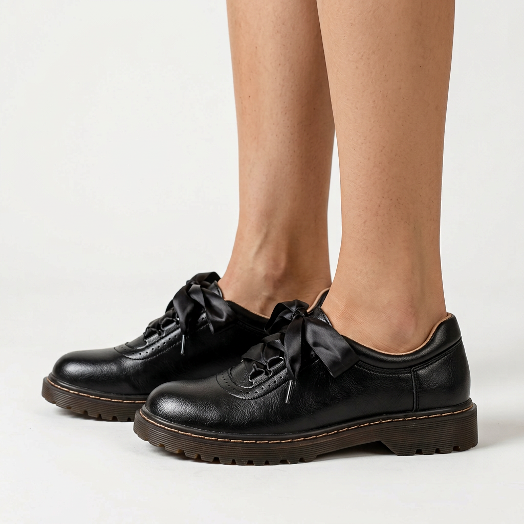 Zapatos con Cordones de Lazo y Suela Gruesa para Mujer