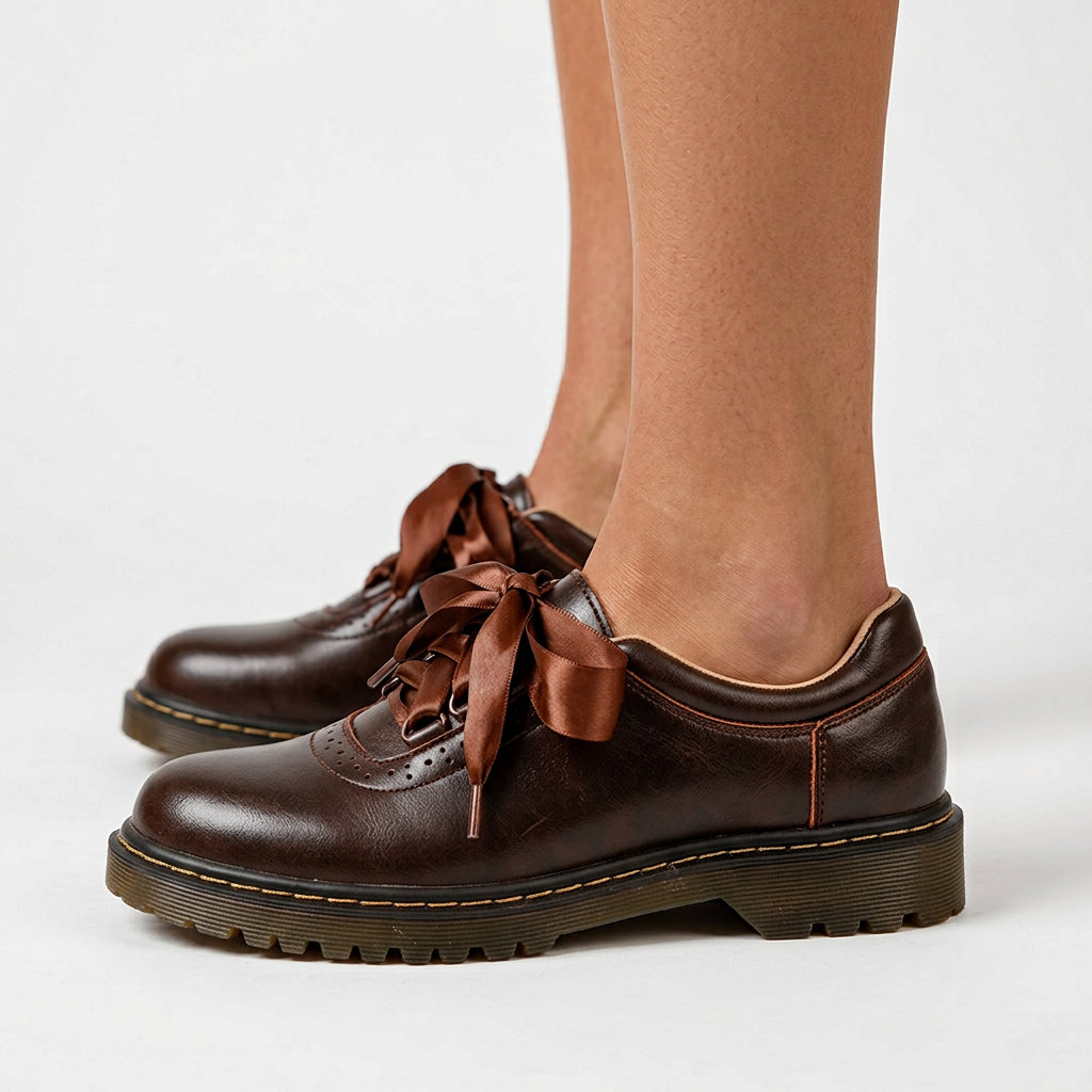 Zapatos con Cordones de Lazo y Suela Gruesa para Mujer