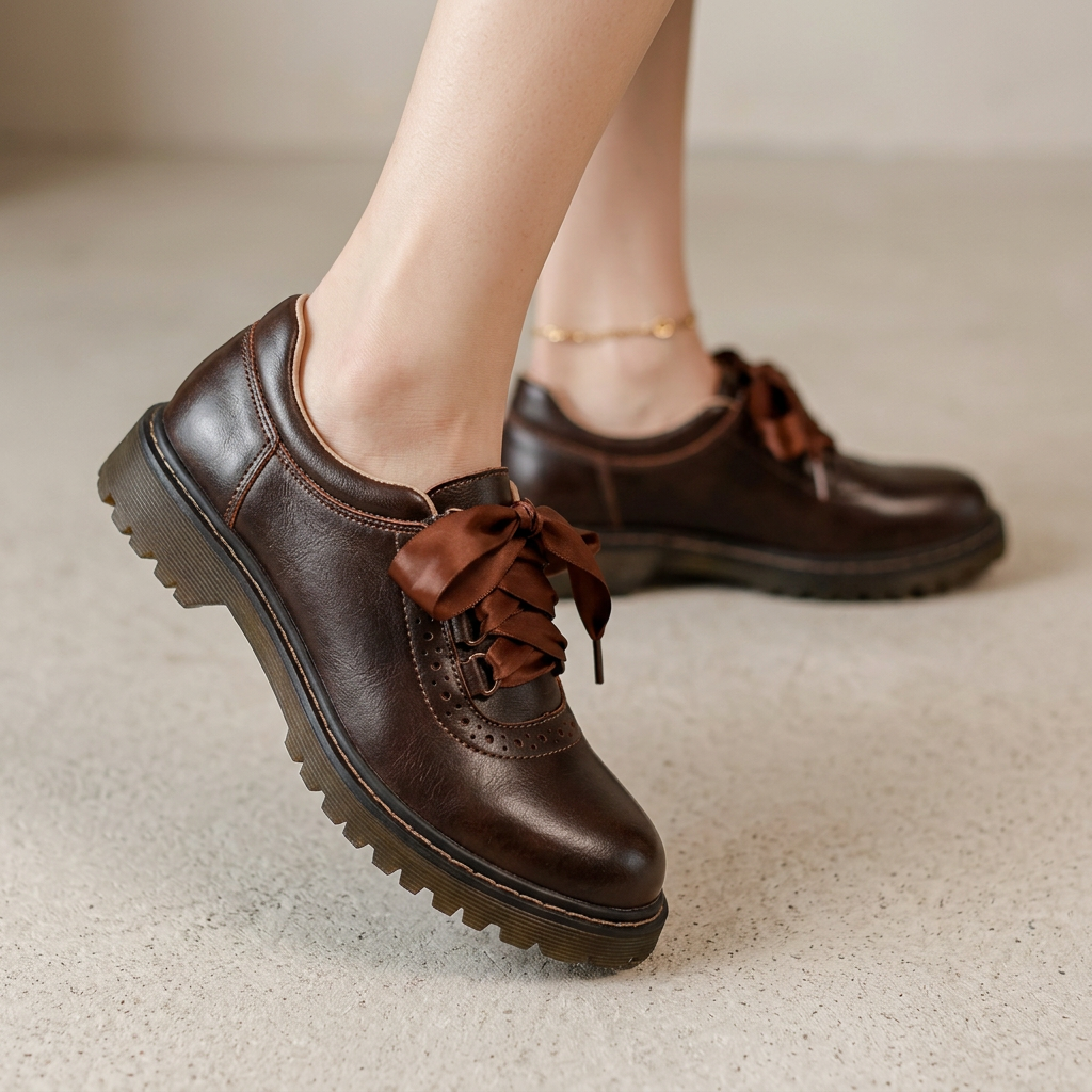 Zapatos con Cordones de Lazo y Suela Gruesa para Mujer