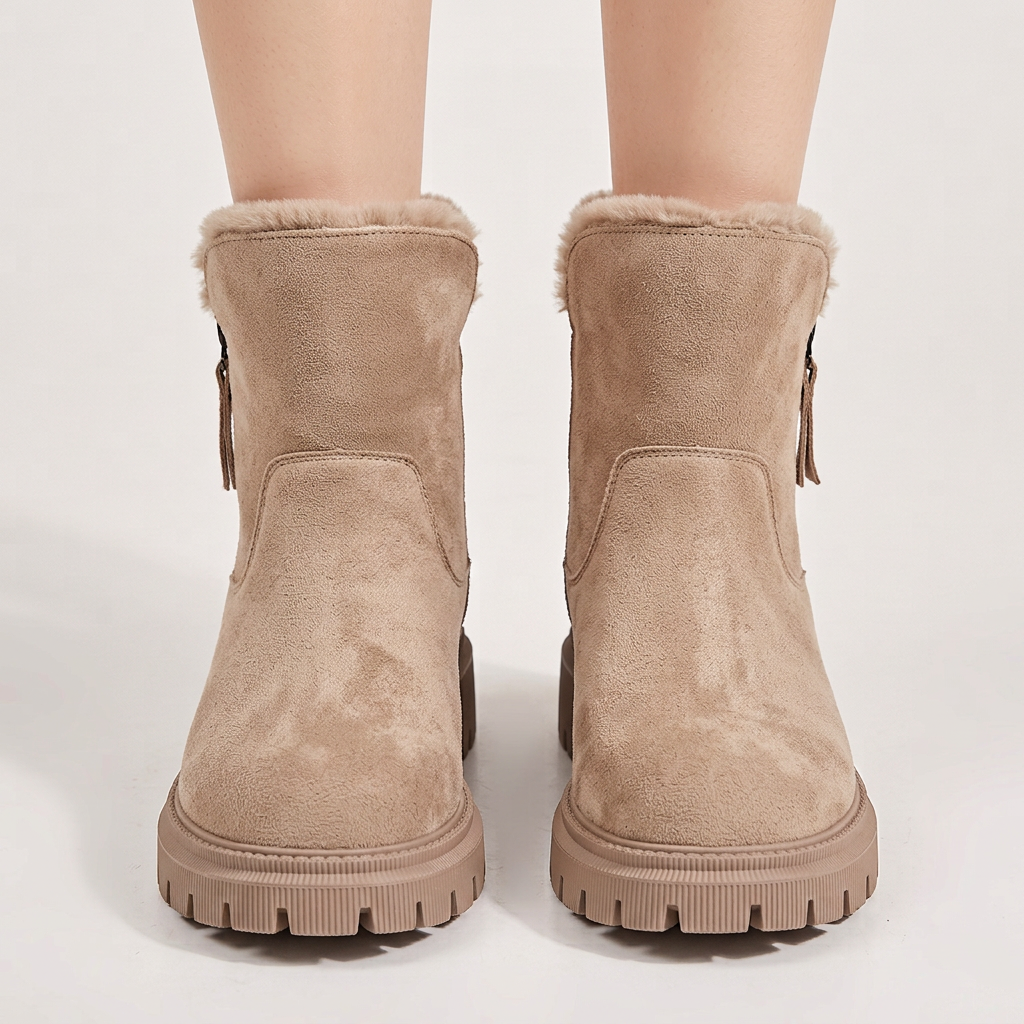 Botines con Forro de Pelo y Cremallera para Mujer