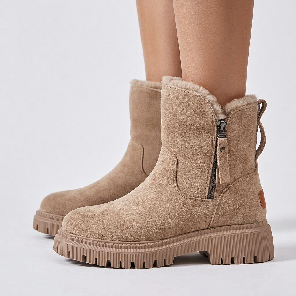 Botines con Forro de Pelo y Cremallera para Mujer