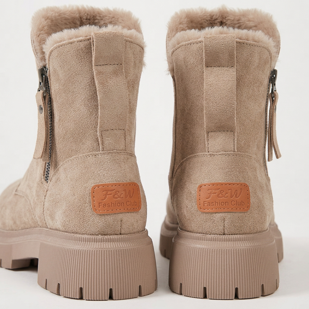 Botines con Forro de Pelo y Cremallera para Mujer