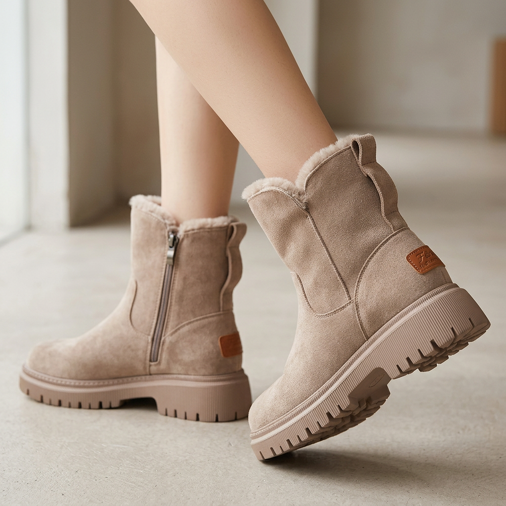 Botines con Forro de Pelo y Cremallera para Mujer