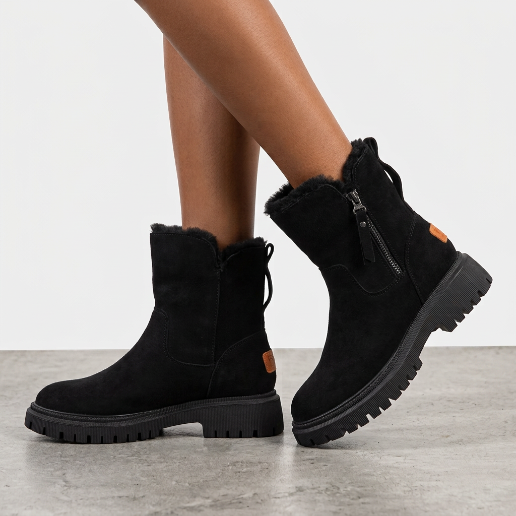 Botines con Forro de Pelo y Cremallera para Mujer
