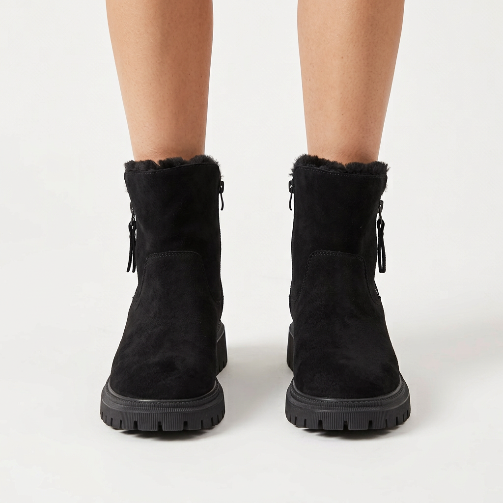 Botines con Forro de Pelo y Cremallera para Mujer
