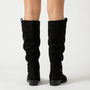 Botas altas efecto ante — Negro — Vista trasera