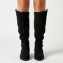 Botas altas efecto ante — Negro — Vista frontal