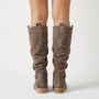 Botas altas efecto ante — Taupe — Vista trasera