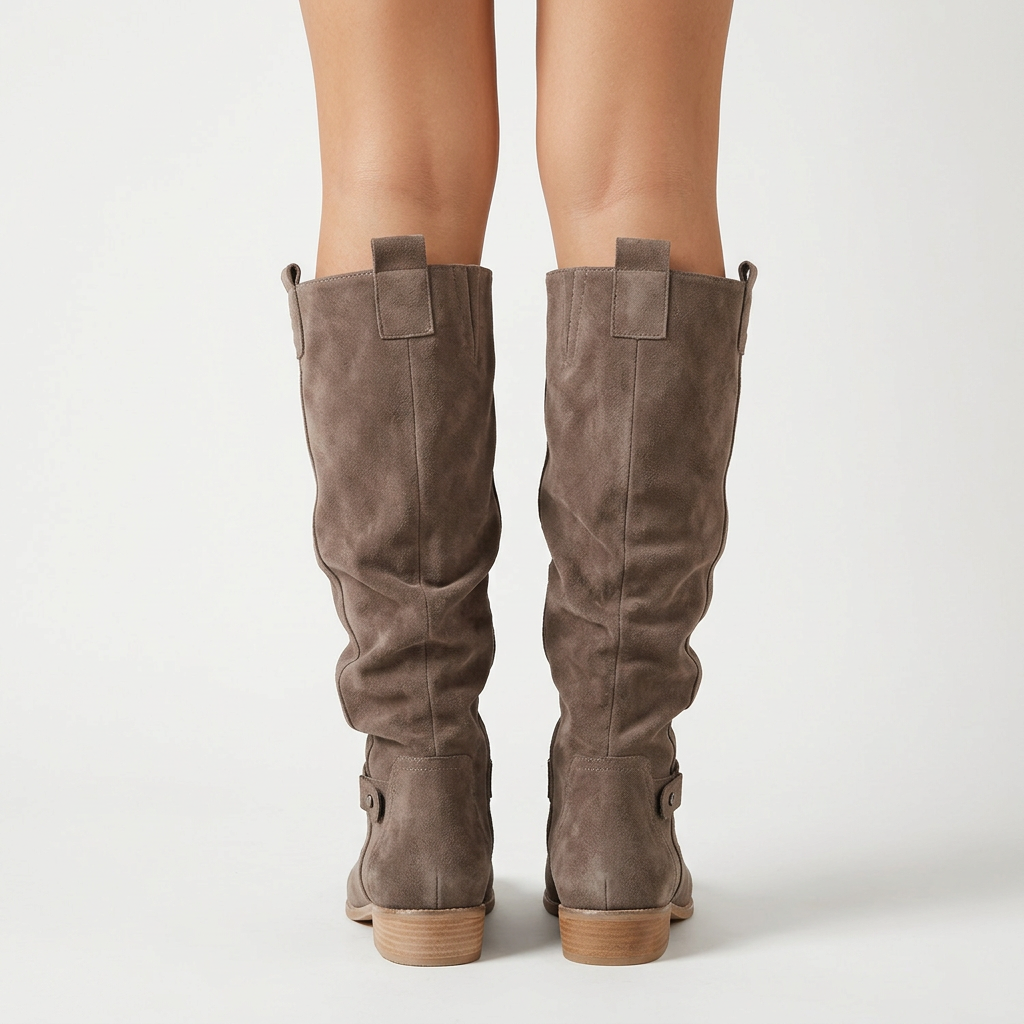 Botas altas efecto ante — Taupe — Vista trasera