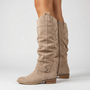 Botas altas efecto ante — Beige — Vista lateral
