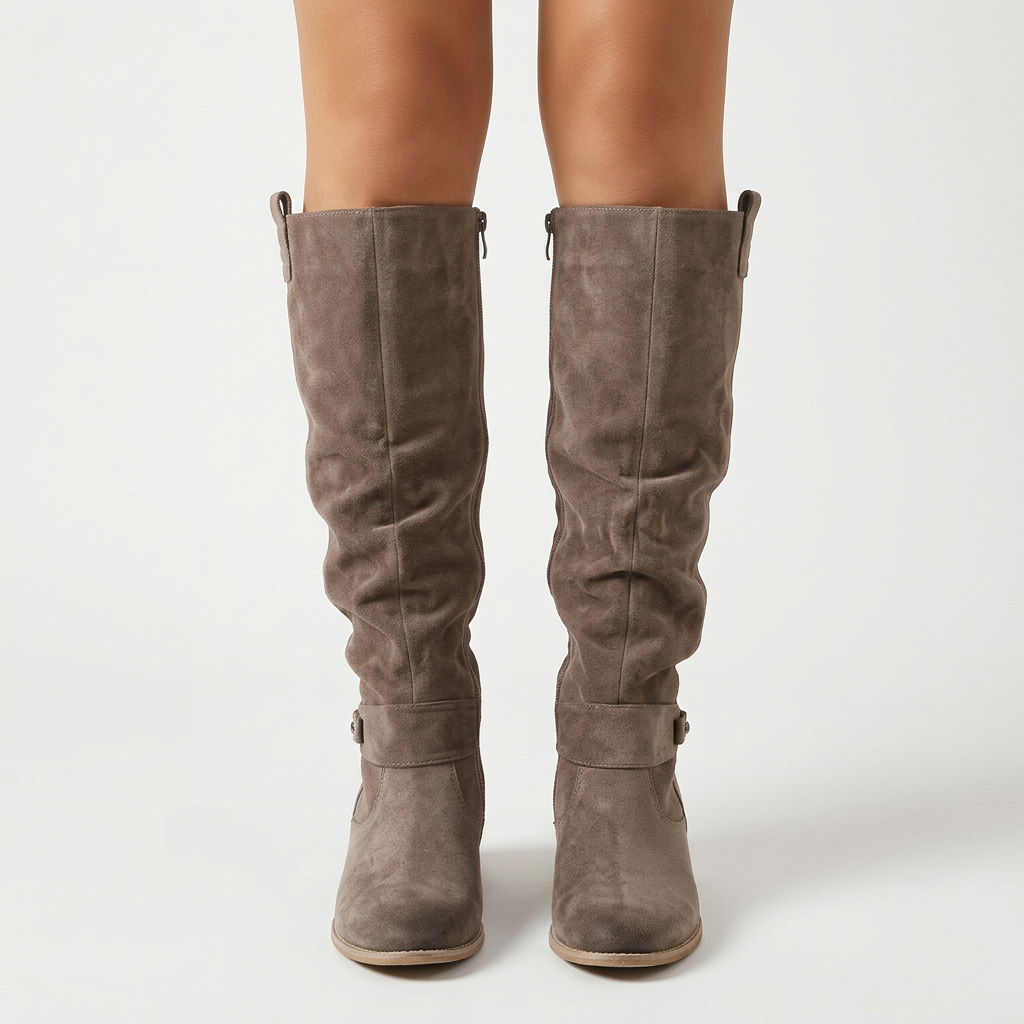 Botas altas efecto ante — Taupe — Vista frontal