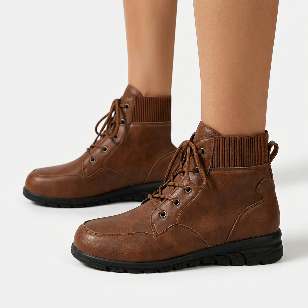 Botines con cordones – Marrón claro vista lateral