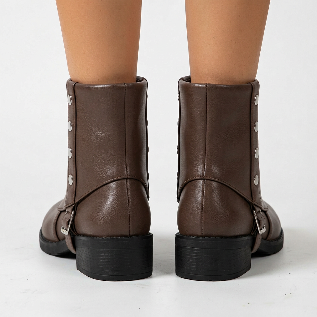 Botines con tachuelas y hebilla – Marrón vista posterior