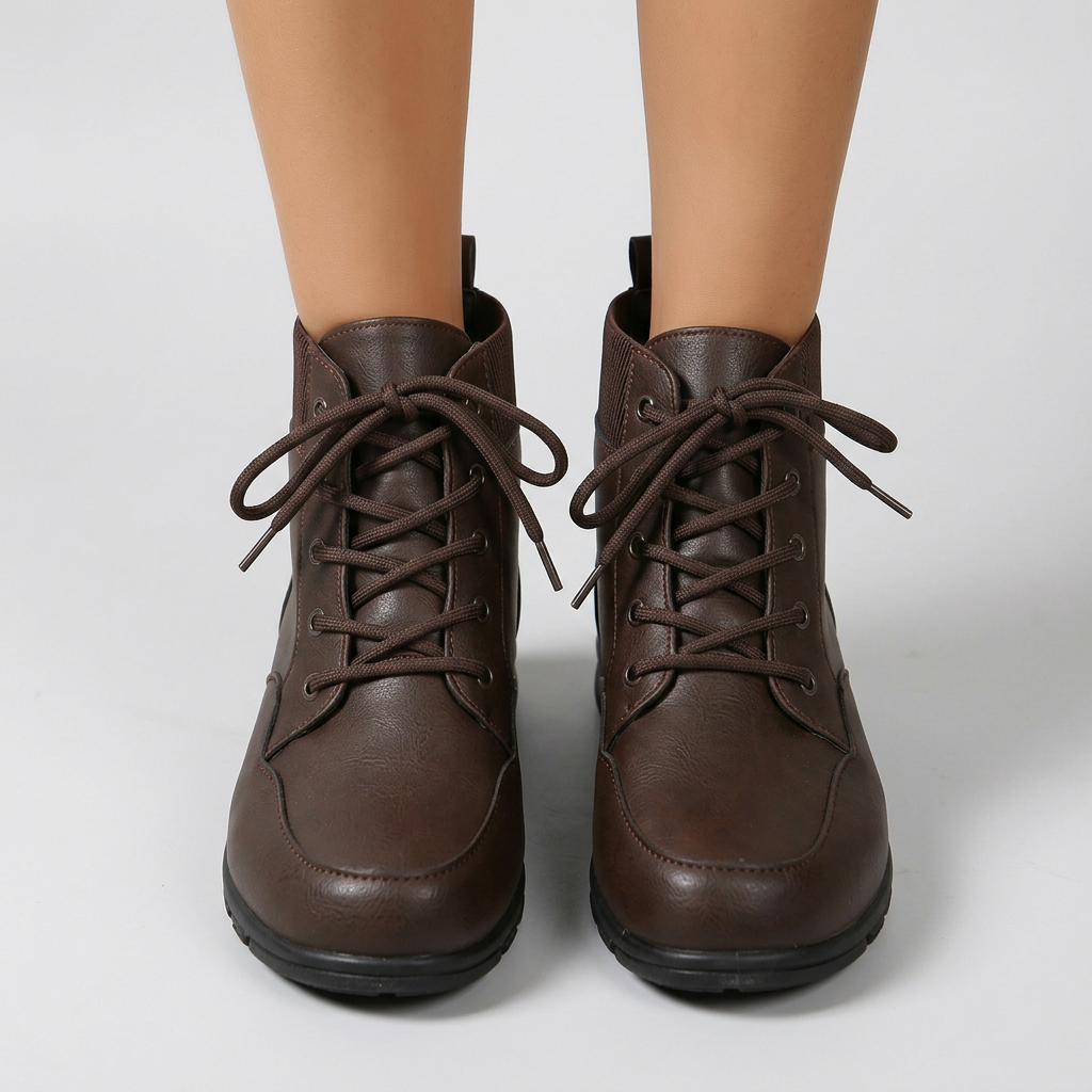 Botines con cordones – Marrón oscuro vista frontal
