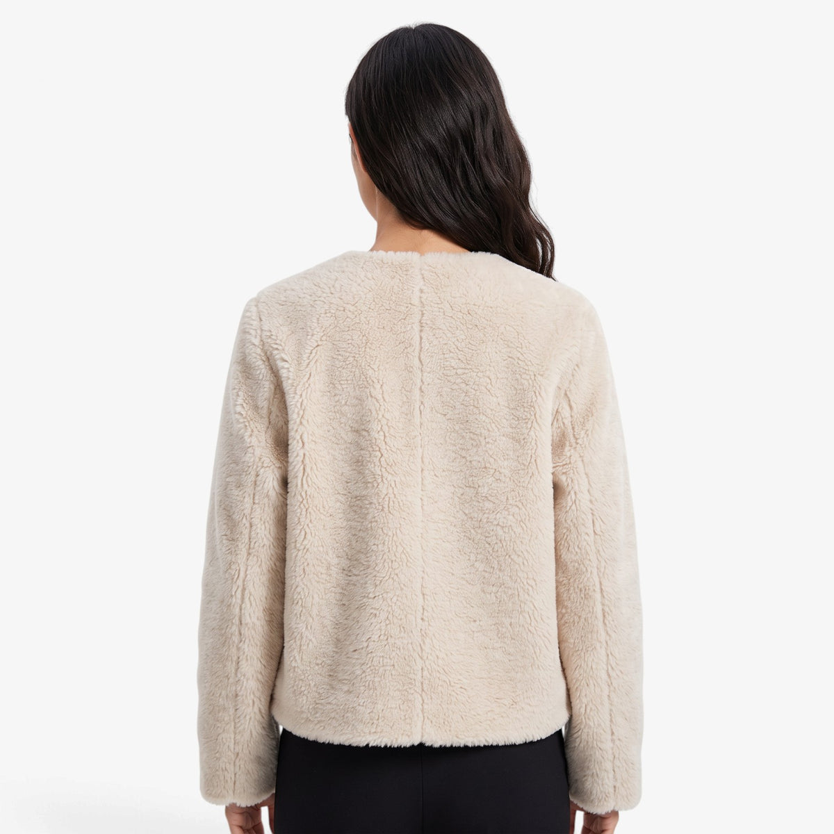 Chaqueta Efecto Borreguito con Hebillas para Mujer