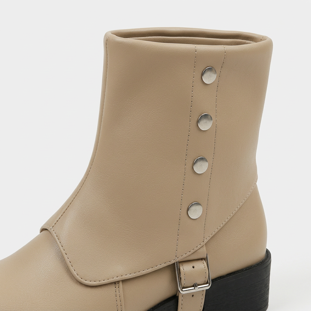 Botines con Tachuelas y Hebilla para Mujer